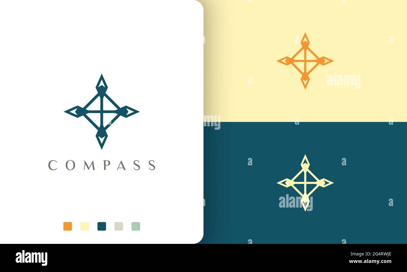 travel or explorer logo vector design with simple and modern compass shape Stock Vector