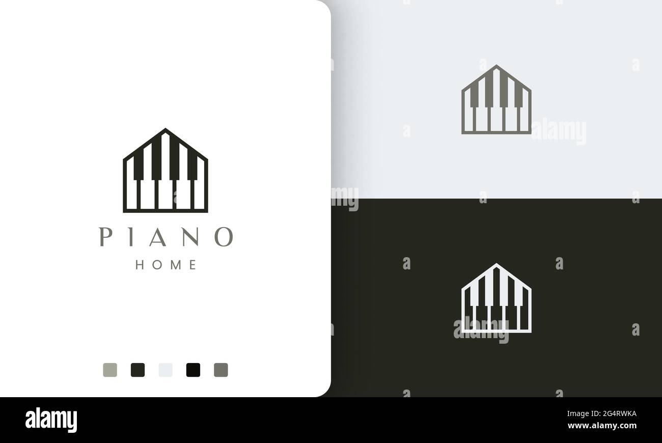 simple and modern piano house logo or icon for the community Stock Vector