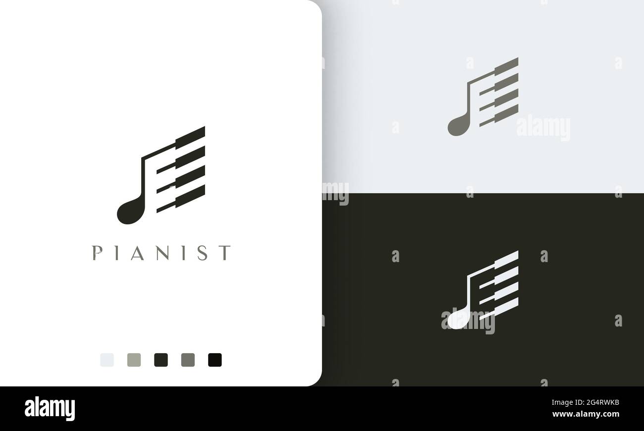 simple and modern piano player logo or icon Stock Vector