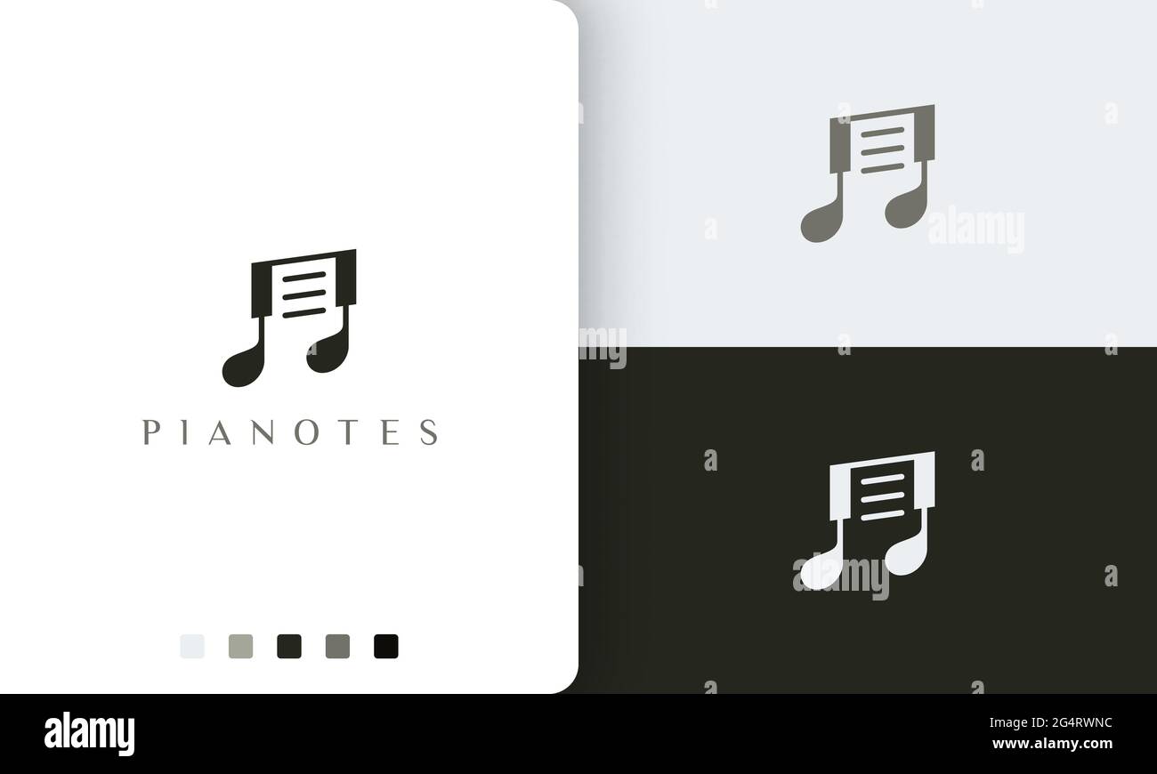simple and modern piano note logo or icon Stock Vector
