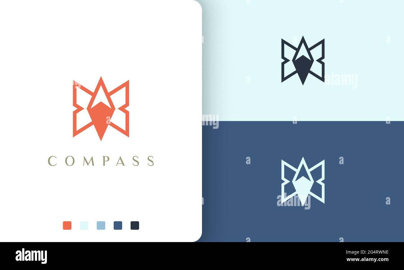 backpacker or adventure logo vector design with simple and modern compass shape Stock Vector