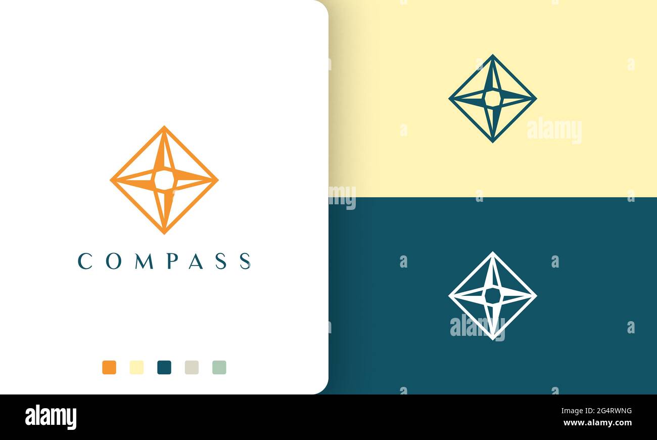 journey or adventure logo vector design with simple and modern compass shape Stock Vector