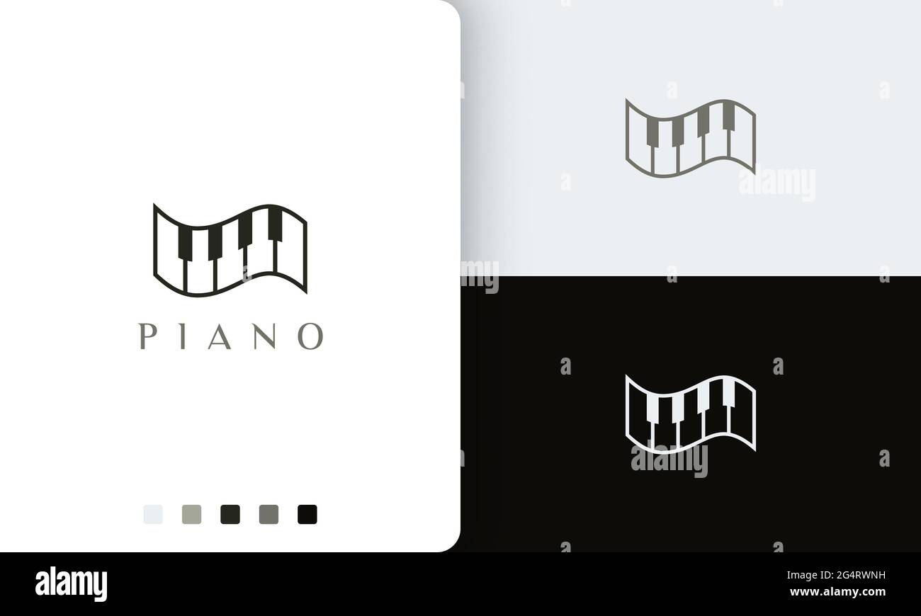 simple and modern piano logo or icon Stock Vector