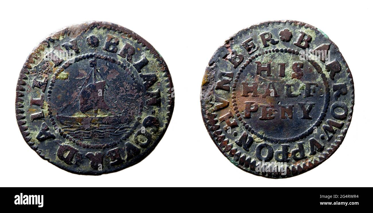 17th Century Lincolnshire Trader's Tokens. Brian Coverdaill.  Barrow upon Humber Stock Photo
