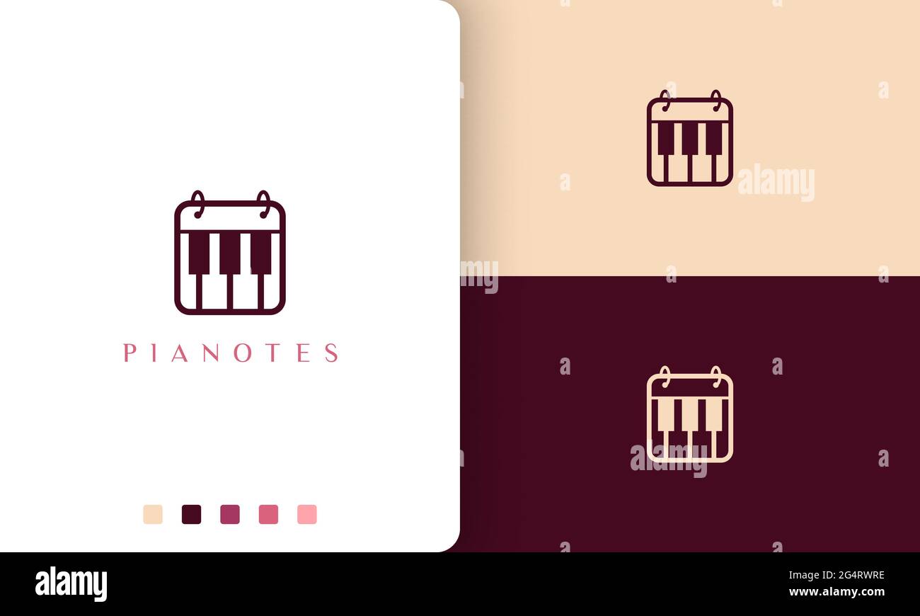 simple and modern piano note logo or icon Stock Vector