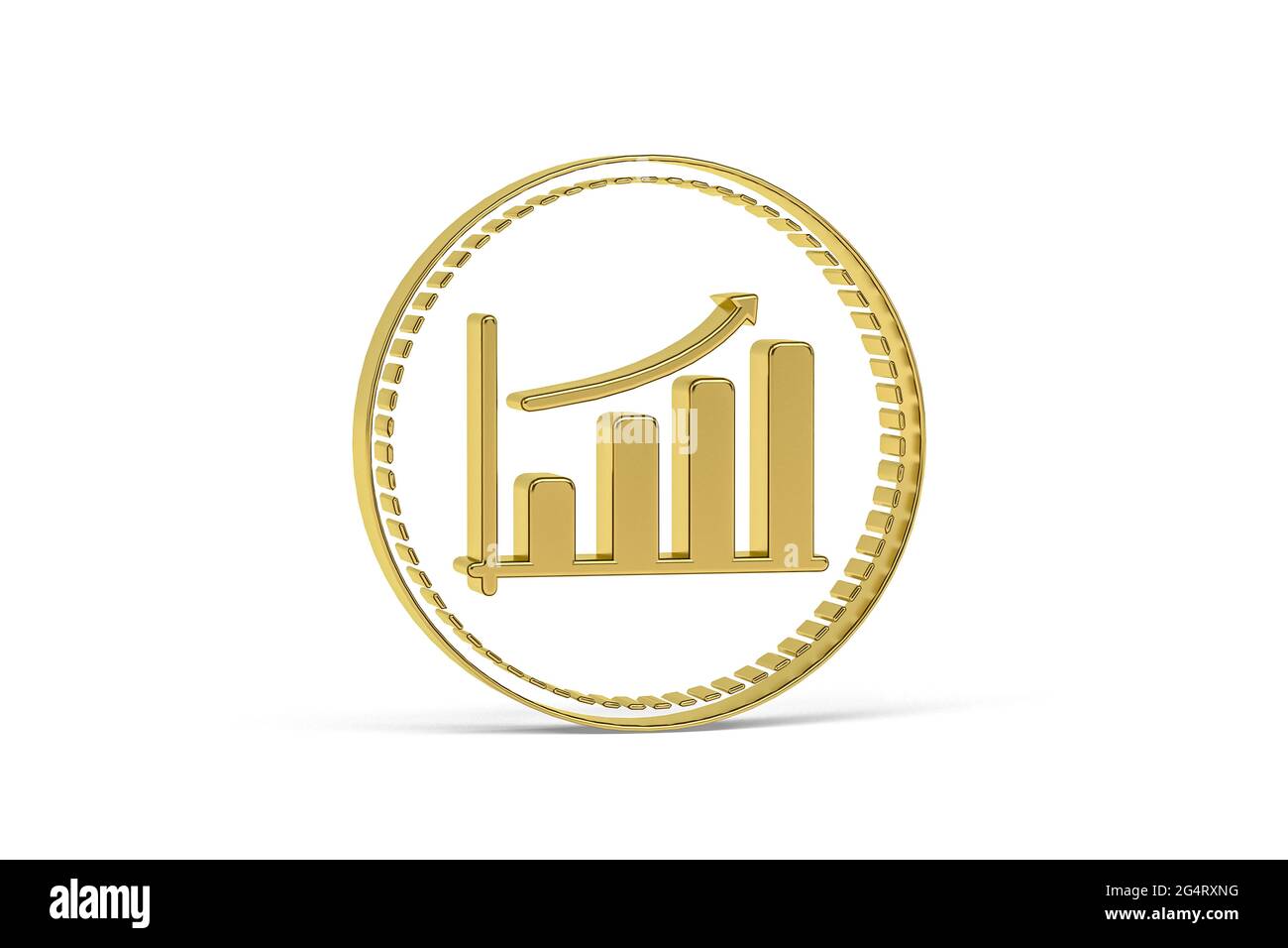 Golden 3d graph icon isolated on white background - 3d render Stock ...