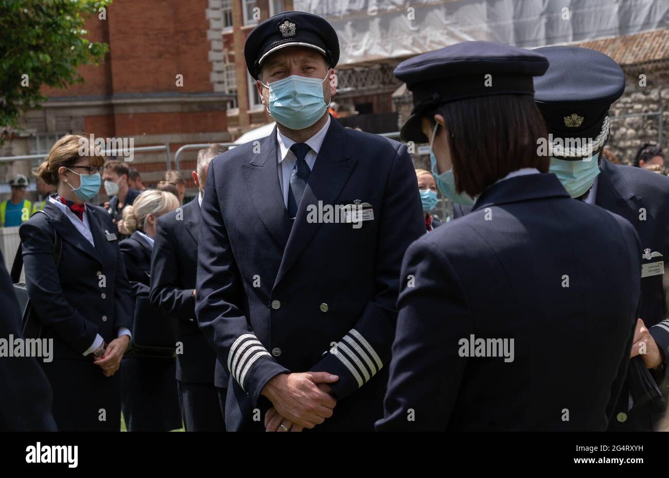 London, UK. 23rd June, 2021. Members of the travel industry protest outside the Houses of Parliament against UK travel restrictions Credit: Ian Davidson/Alamy Live News Stock Photo
