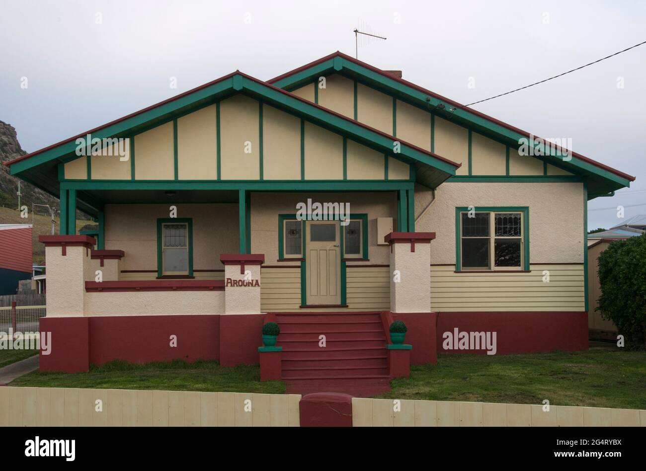 California Bungalow-style house at Stanley, NW Tasmania, Australia Stock Photo
