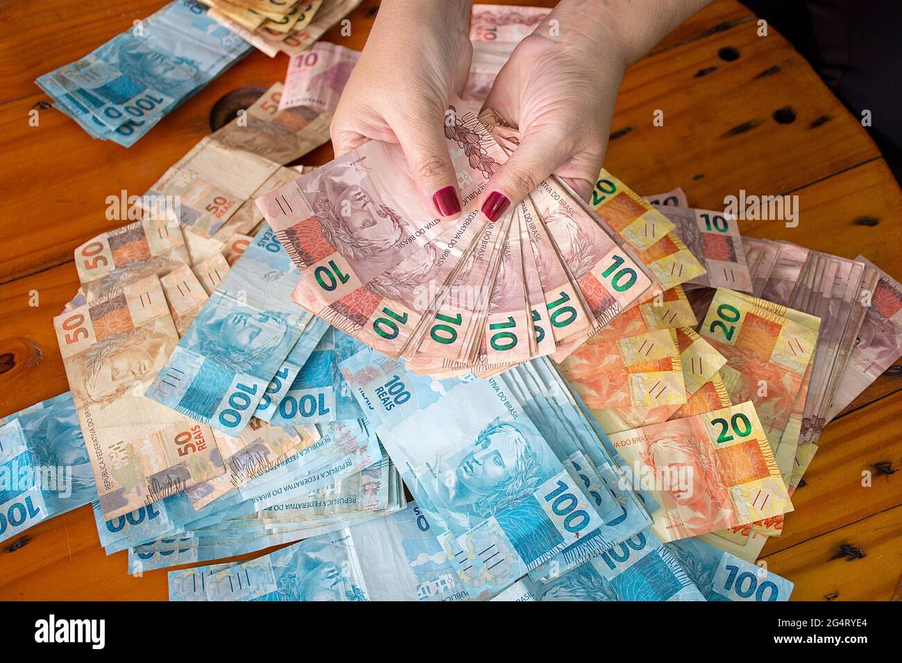 Photographic composition with Real - Brazilian Money Stock Photo