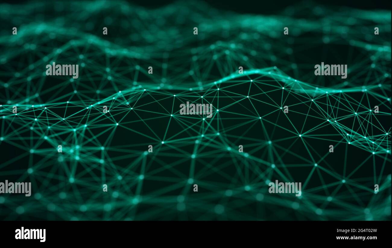 Digital dynamic wave of particles. Abstract futuristic dots background ...