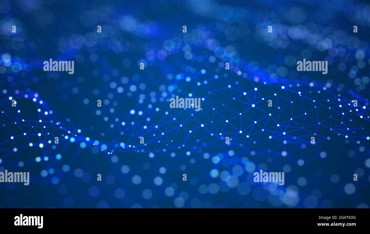 Digital dynamic wave of particles. Abstract futuristic dots background ...