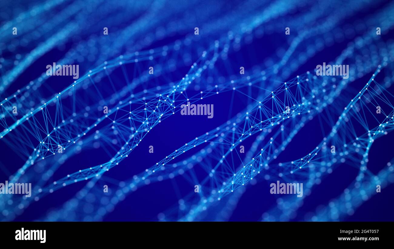 Digital blue background of particles. Abstract futuristic illustration ...