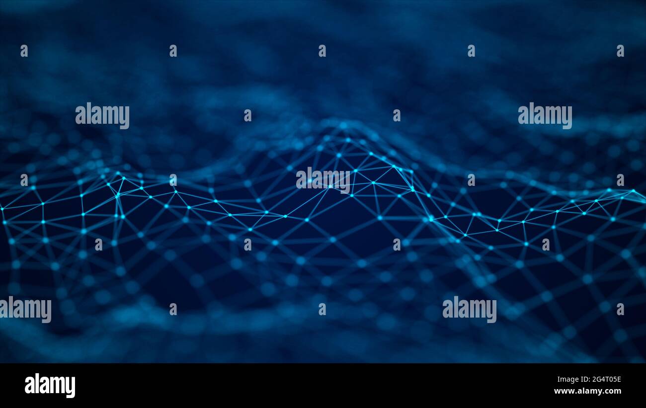 Digital dynamic wave of particles. Abstract futuristic dots background ...