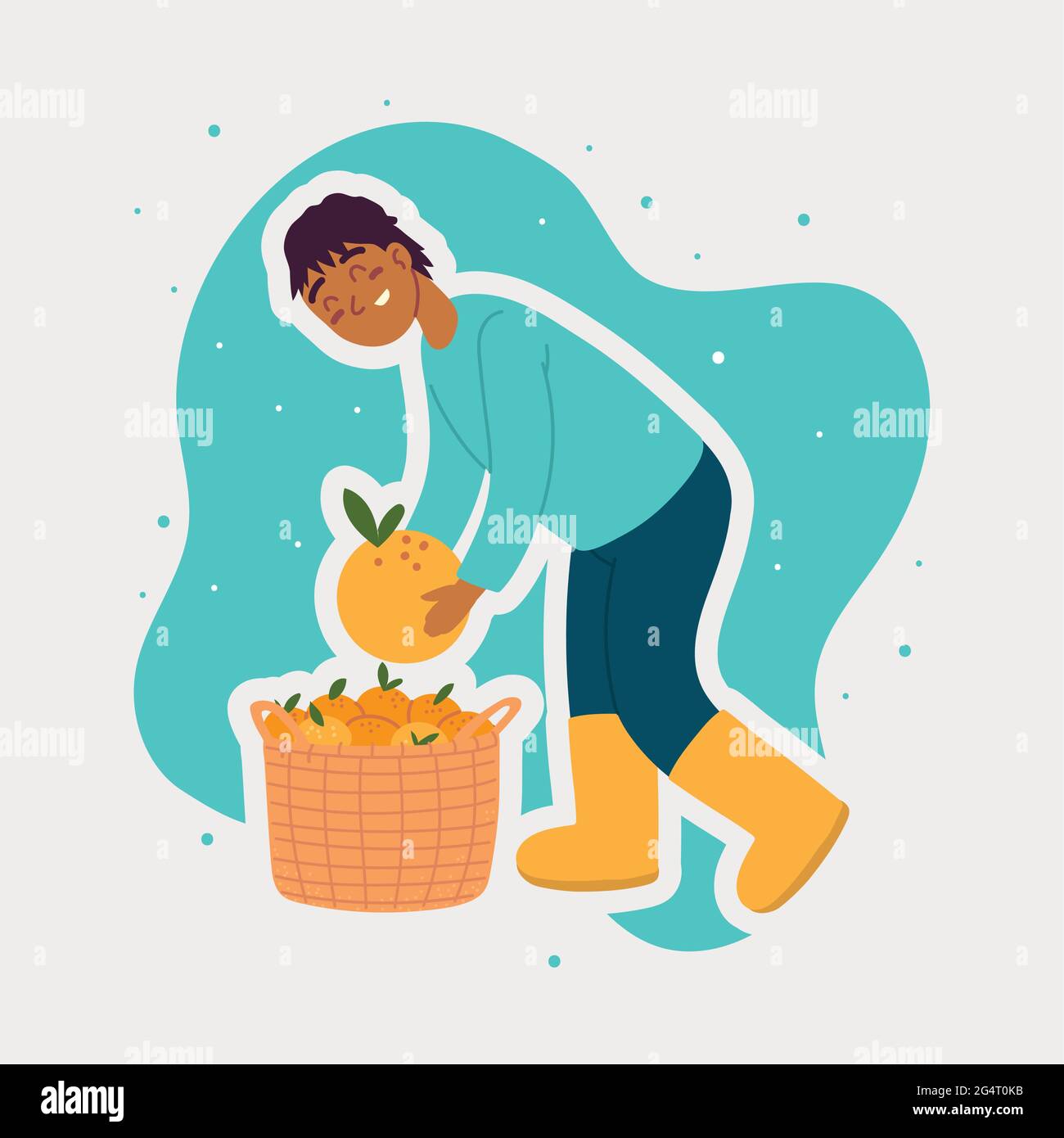 Boy pick fruit Stock Vector Images - Alamy