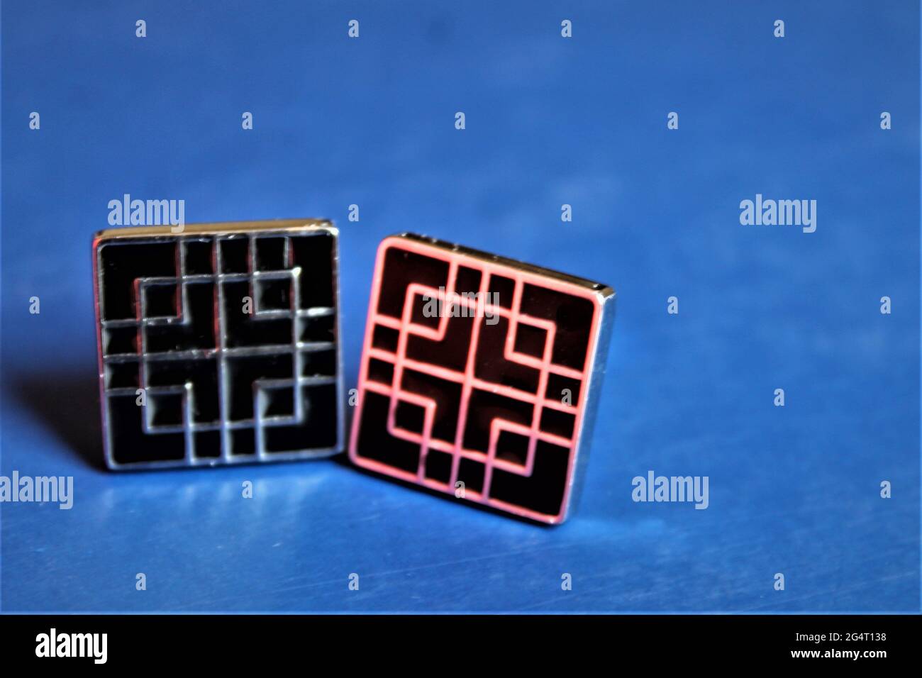 geometric shapes on blue background Stock Photo