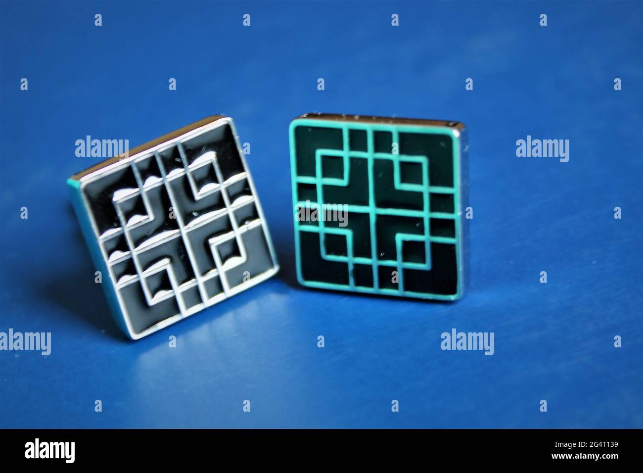 geometric shapes on blue background Stock Photo