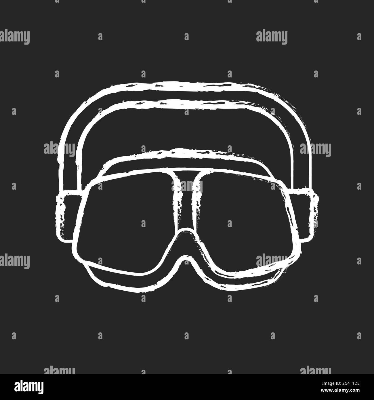 Swimming goggles chalk white icon on dark background Stock Vector
