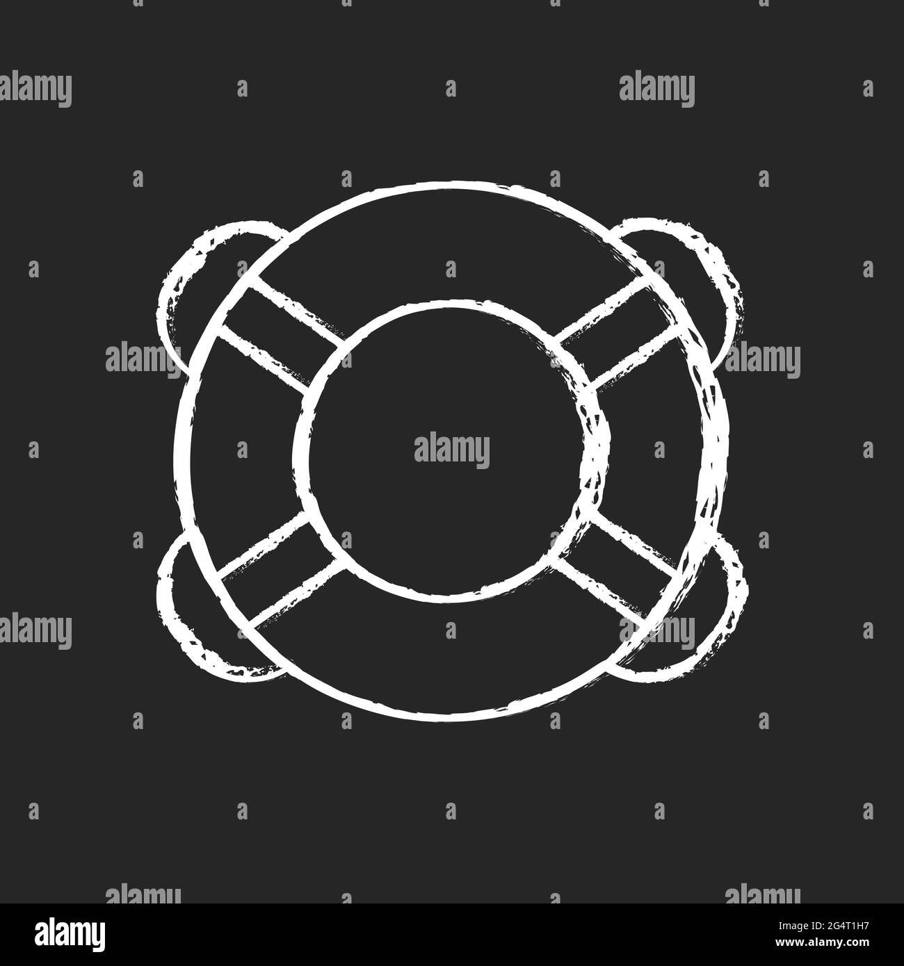 Ring buoy chalk white icon on dark background Stock Vector