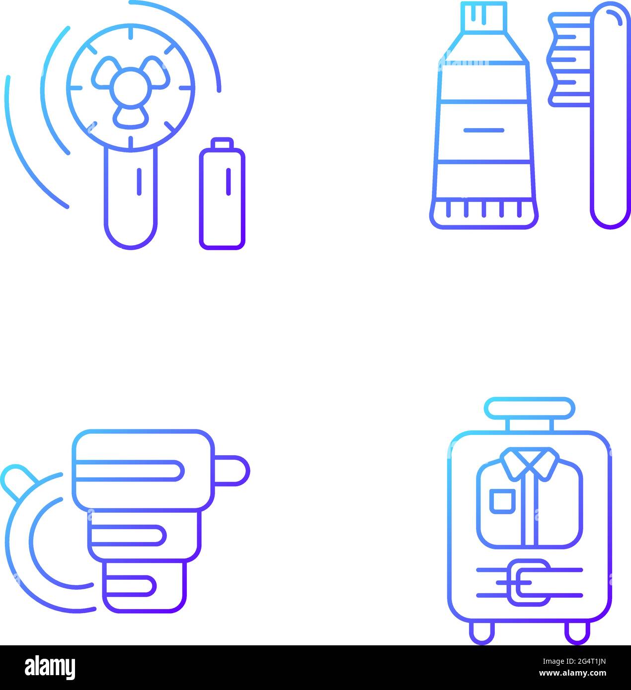 Things for travelling tourist suitcase gradient linear vector icons set Stock Vector