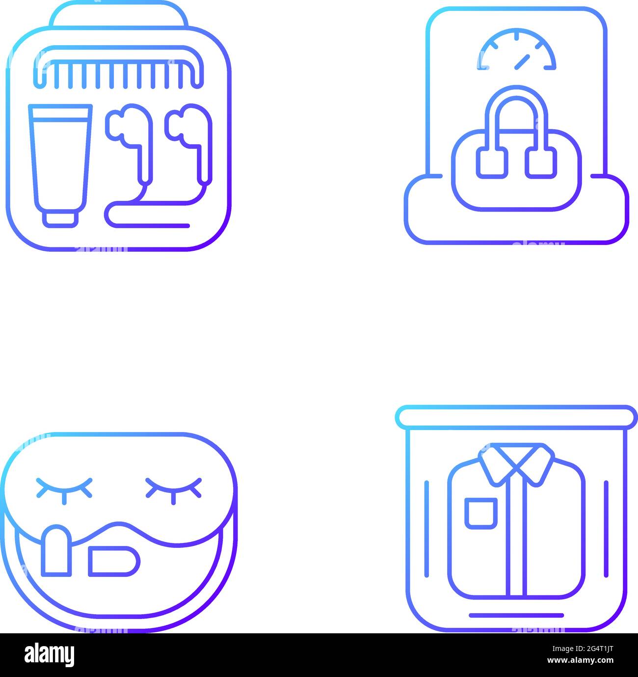 Essential things for travelling gradient linear vector icons set Stock Vector