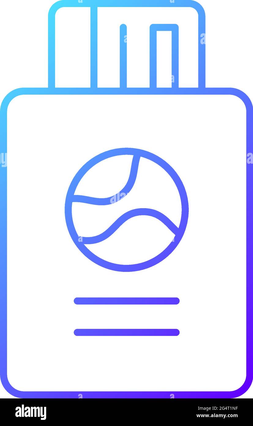 Passport with tickets gradient linear vector icon Stock Vector