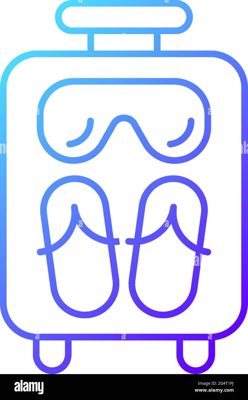 Open suitcase for summer vacation gradient linear vector icon Stock Vector