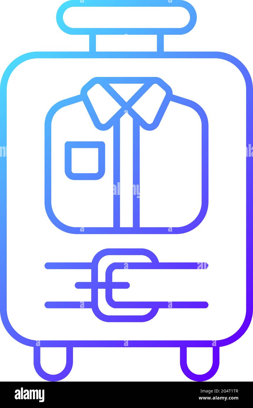 Open suitcase with clothing gradient linear vector icon Stock Vector