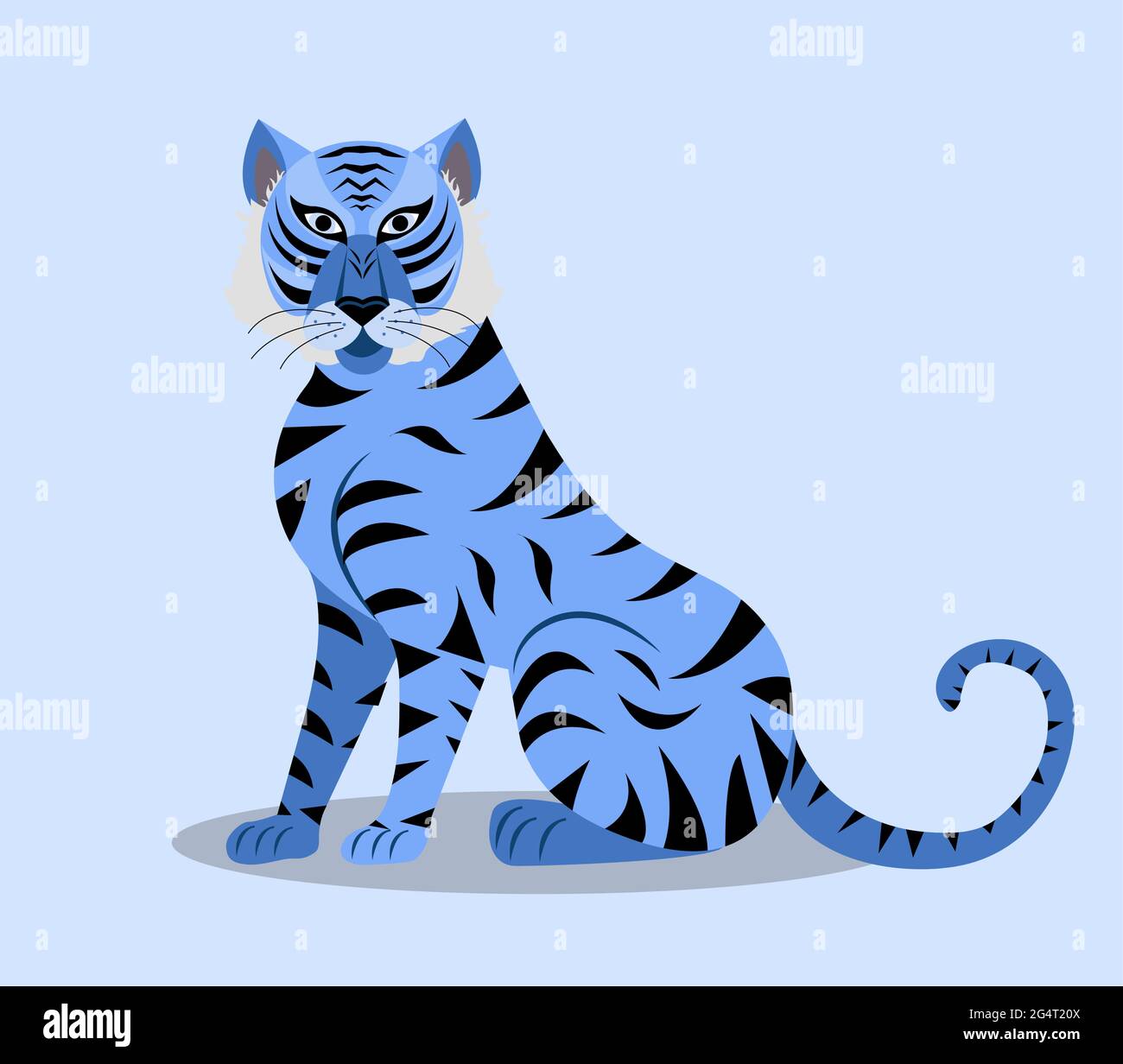 Blue water tiger zodiac. Year of the Tiger Chinese New Year 2022. Vector illustration Stock Vector