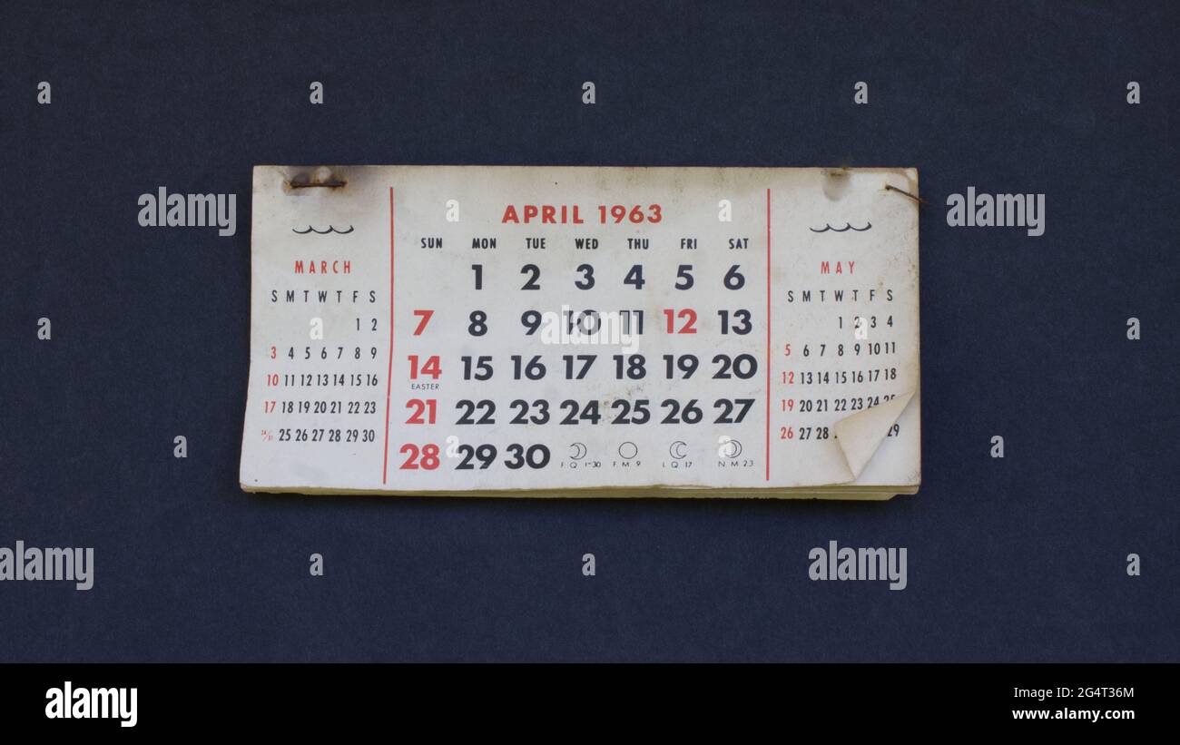 An April of 1963 Calendar Page Stock Photo - Alamy An April of 1963 Calendar Page Stock Photo - Alamy