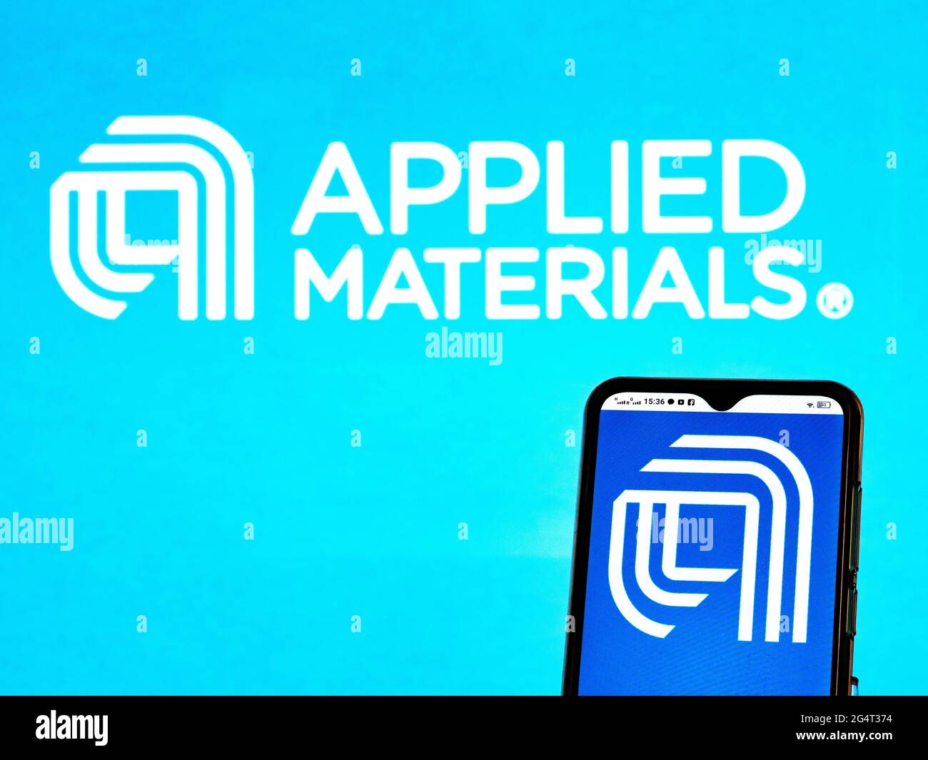In this photo illustration an Applied Materials, Inc. logo seen