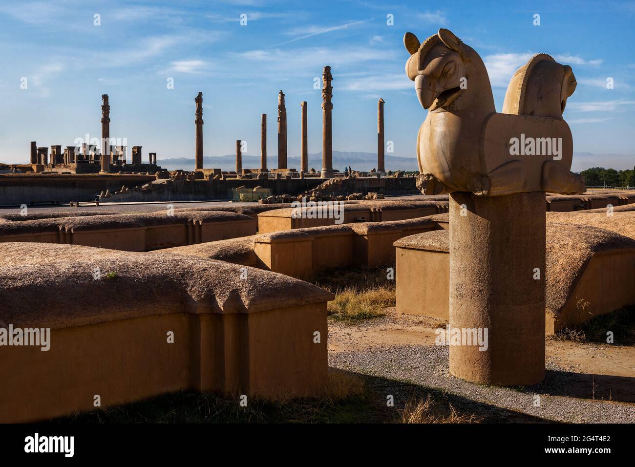 Persepolis was the capital of the Achaemenid Empire. It is in northeast of the city of Shiraz in Fars Province, Iran. /  UNESCO World Heritage Sites. Stock Photo