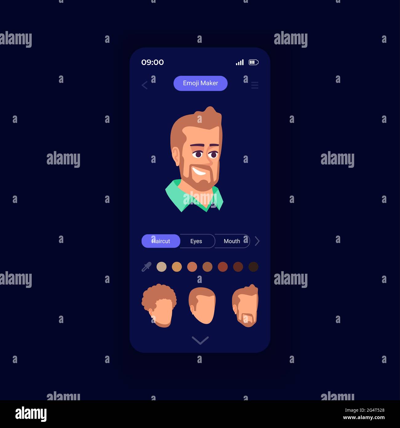 Emoji maker smartphone interface vector template Stock Vector Image