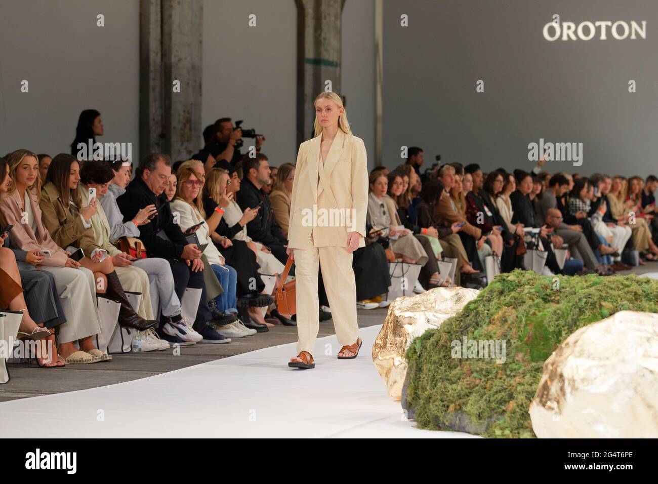 Jade Hsu walks the runway during the Oroton show during the Afterpay  Australian Fashion Week Resort 2022 Collections at Carriageworks on June 1,  2021 Stock Photo - Alamy