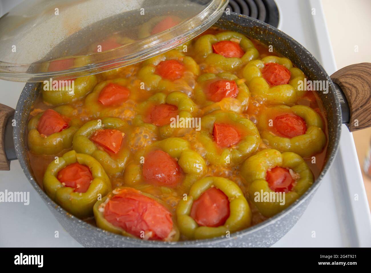 Stuffed Peppers with Olive Oil. traditional turkish food Stock Photo