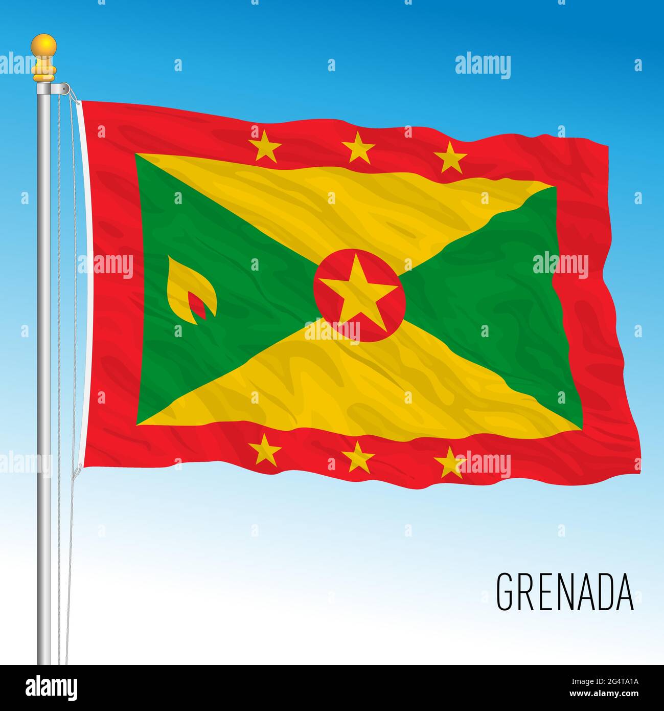 Grenada official national flag, american country, vector illustration Stock Vector