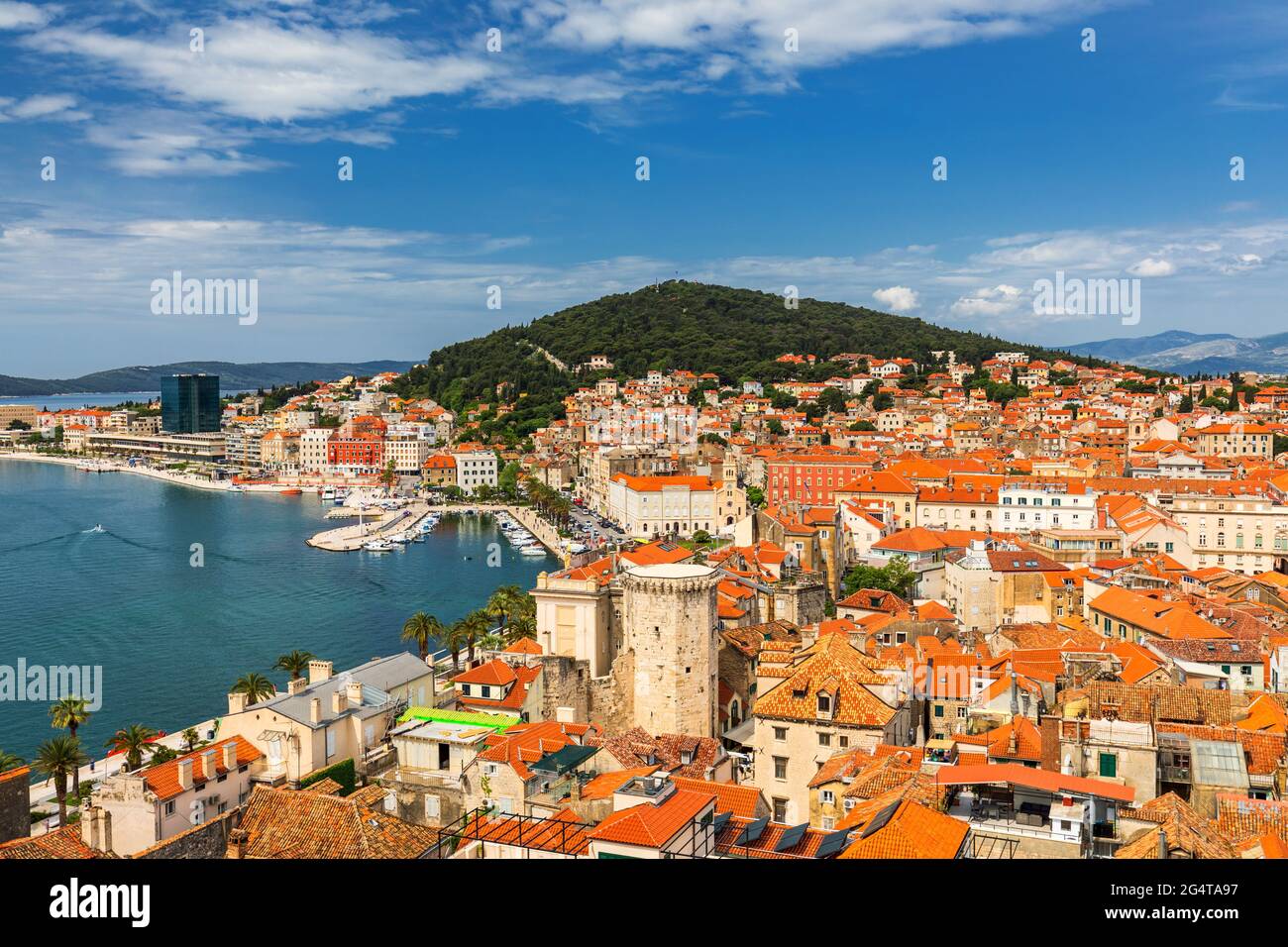 Split Waterfront And Marjan Hill Aerial View Dalmatia Croatia Split Waterfront And Marjan Hill Aerial View Dalmatia Croatia