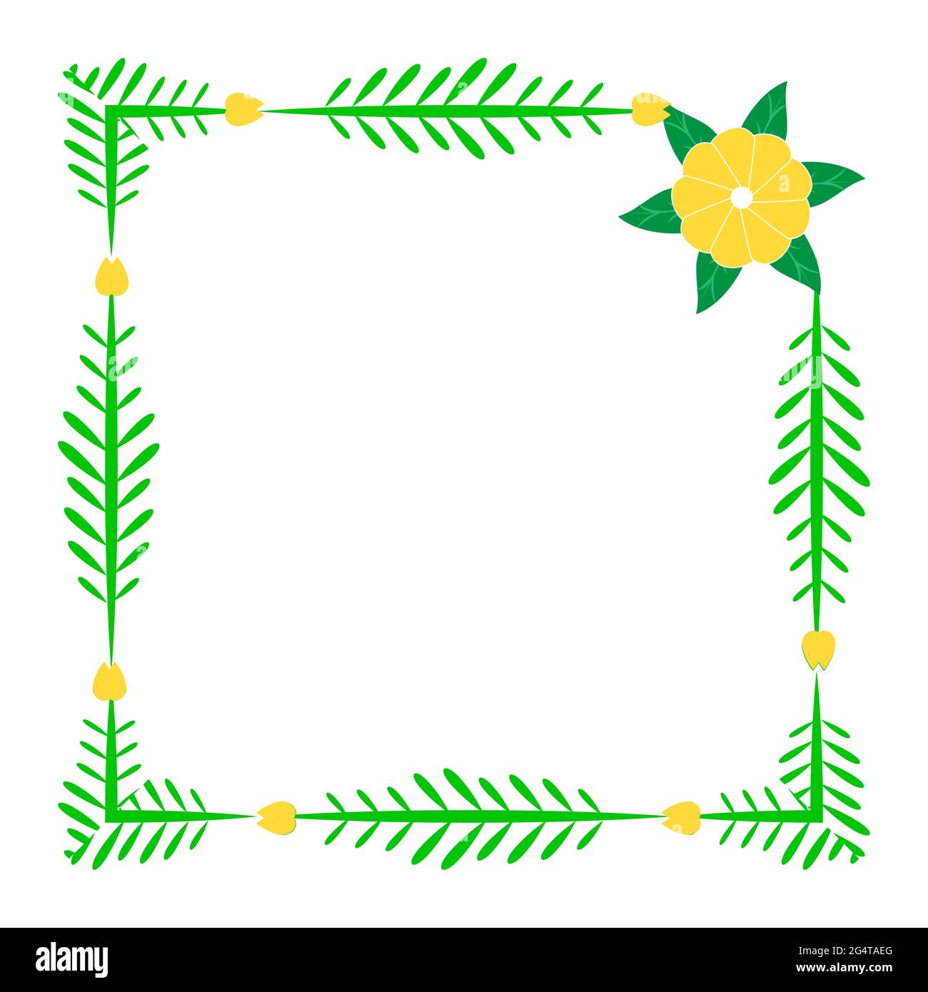 Laurel Frame, Art Brush, Leave with flower in square model 2 Stock Photo