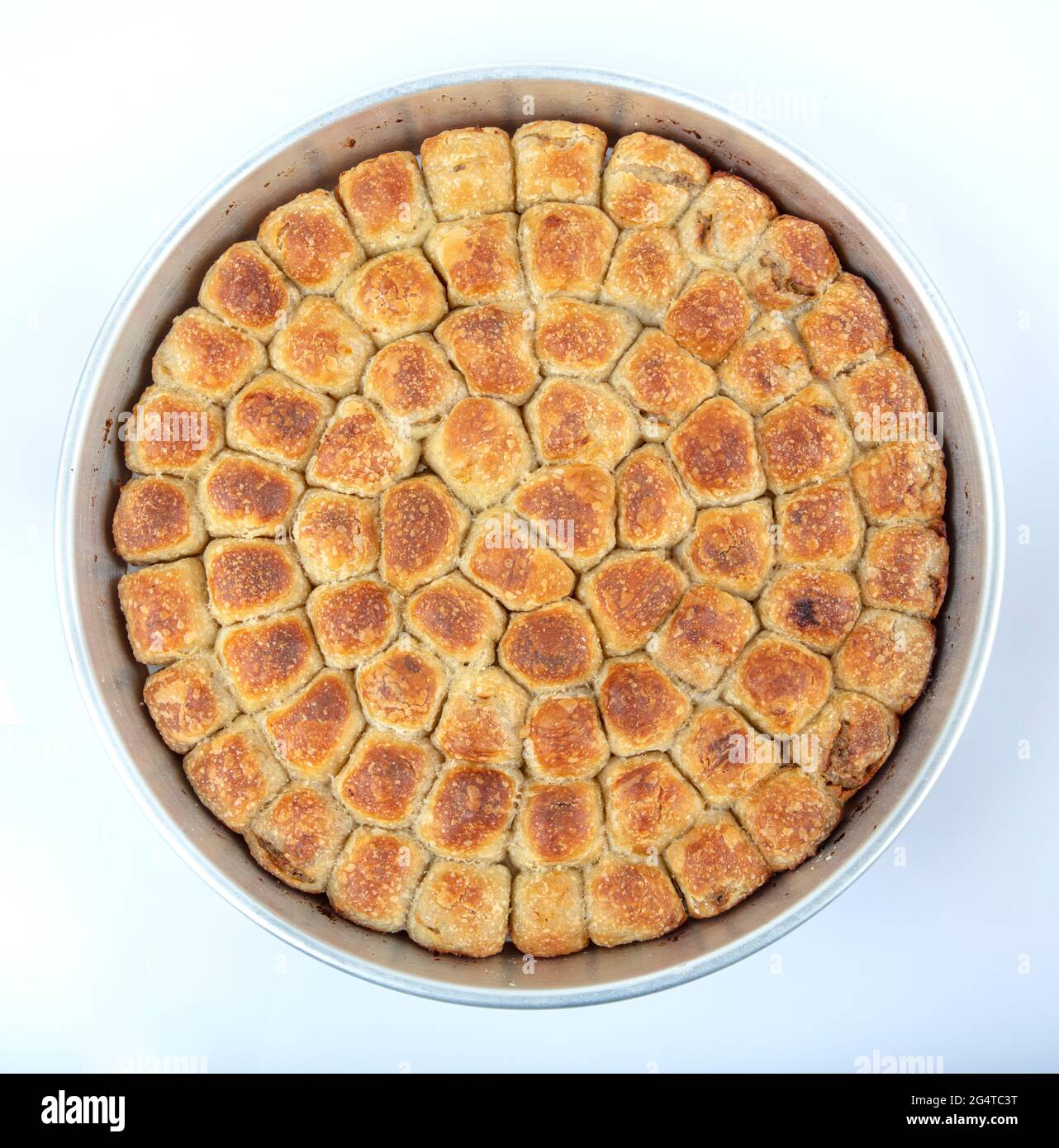 Traditional Bosnian pastry manti borek with ground meat (kiymali