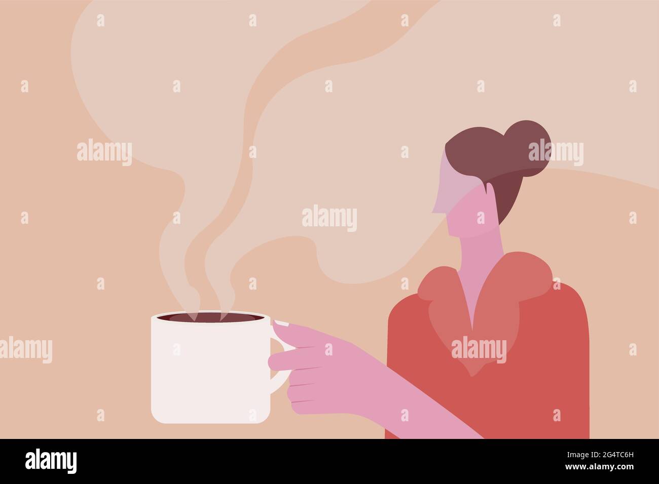 Illustration of a woman holding a cup of coffee Stock Vector Image ...