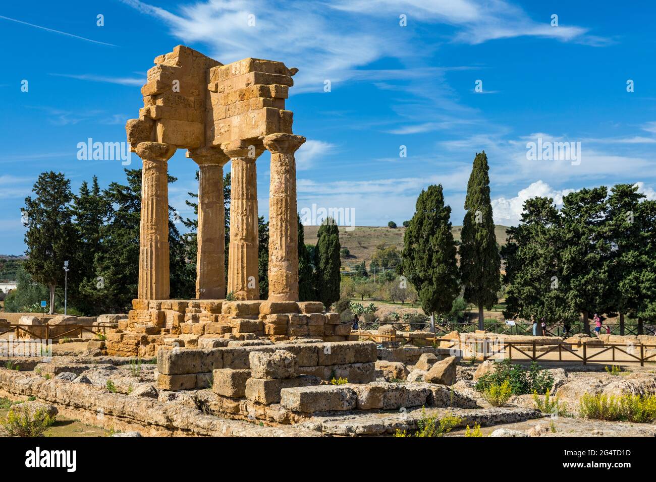 The temple of Castor and Pollux, Dioscuri brothers, panoramic banner