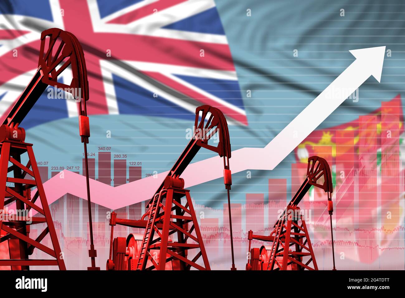 Fiji oil industry concept, industrial illustration - rising up chart on ...