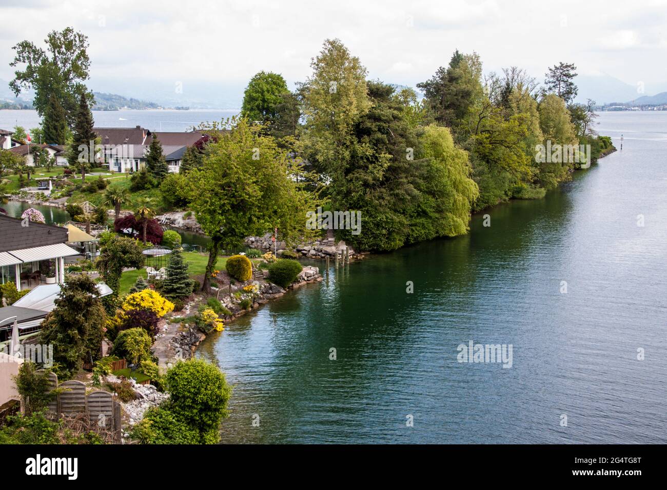 Village on the coast of Zurich lake, Switzerland Stock Photo