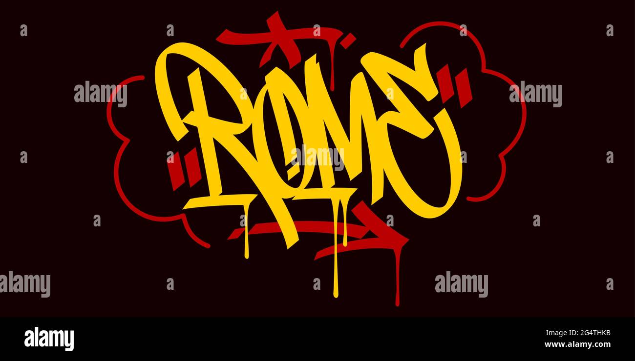 Rome Abstract Hip Hop Urban Hand Written Graffiti Style Vector Illustration Calligraphy Art Stock Vector