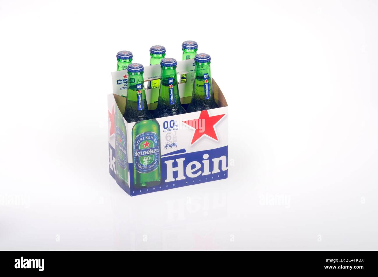 6 Pack of Heineken Alcohol Free 0 Beer Bottles Stock Photo Alamy
