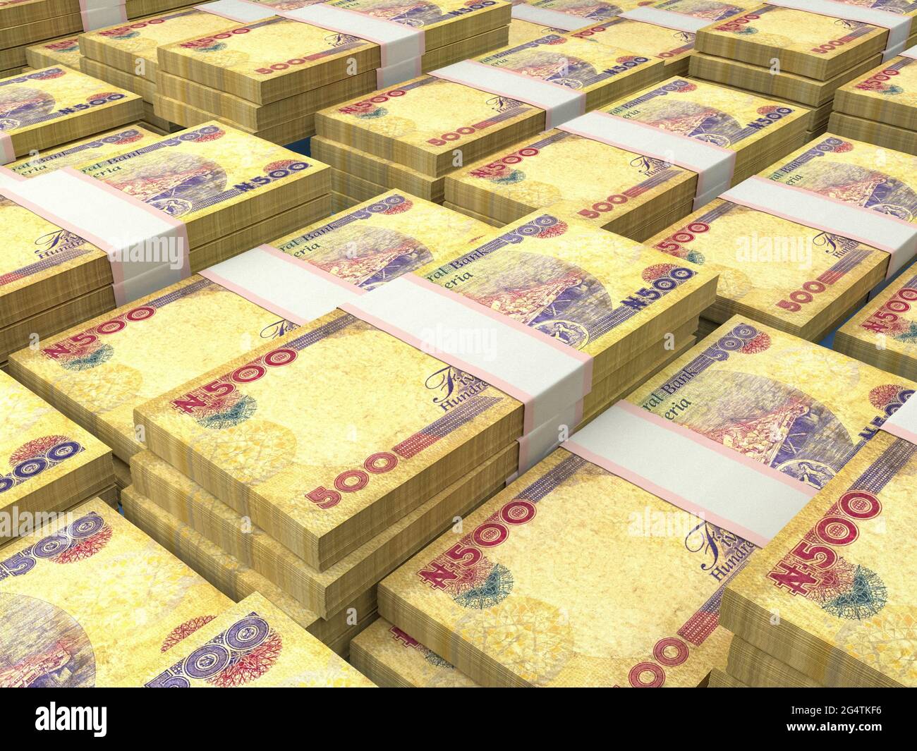 Money of Nigeria. Nigerian naira bills. NGN banknotes. 500 polymer. Business, finance, news background. Stock Photo
