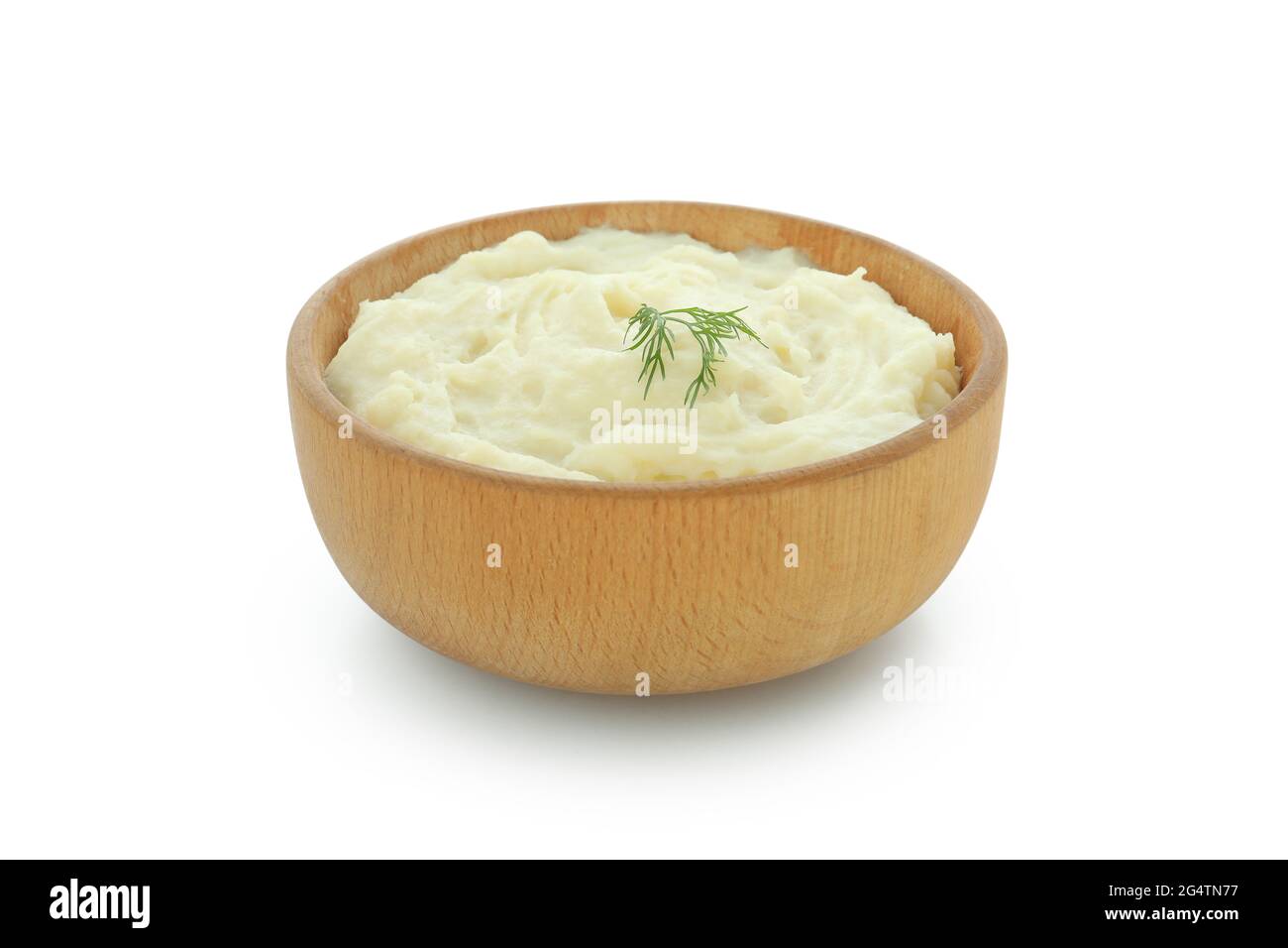 Bowl of mashed potatoes isolated on white background Stock Photo