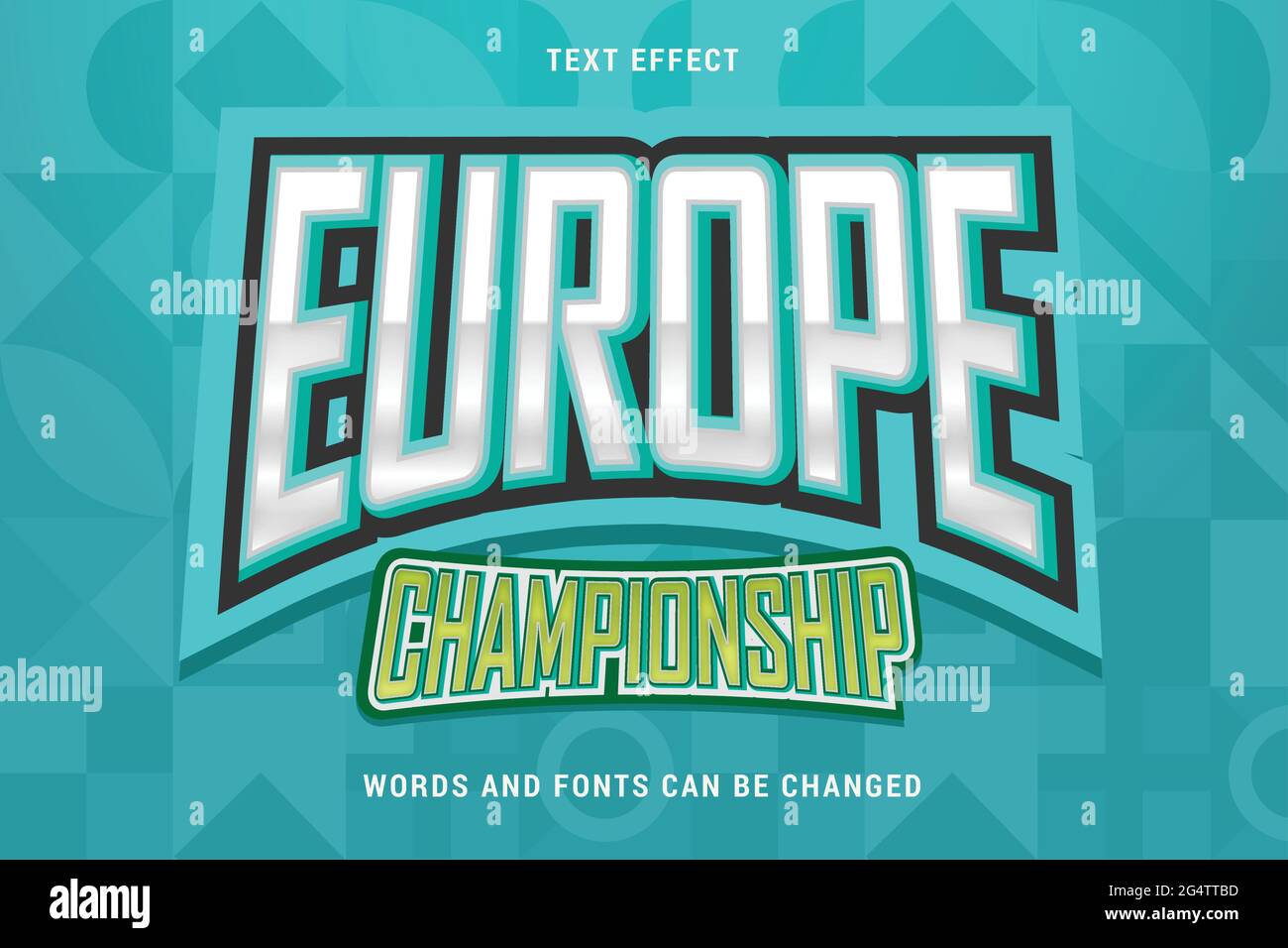 text effect europe championship 100% editable vector image Stock Vector