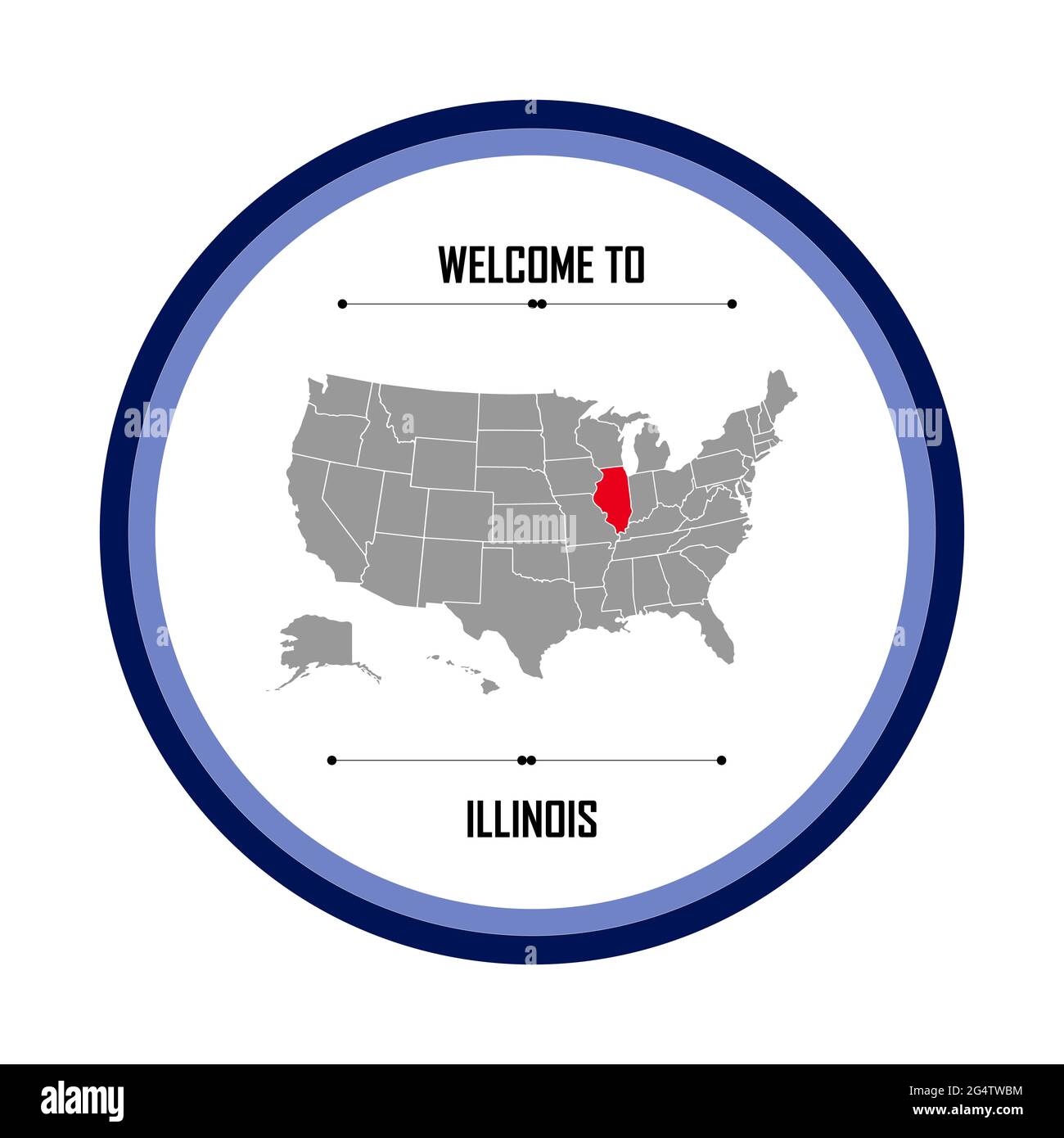Illinois, Map of united states of america with landmark of Illinois