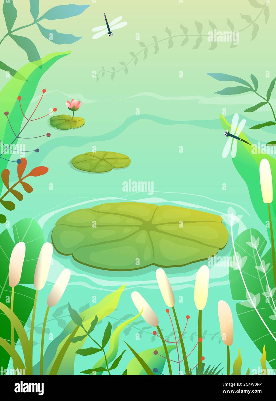 Pond Swamp or Marshland Nature Background Stock Vector