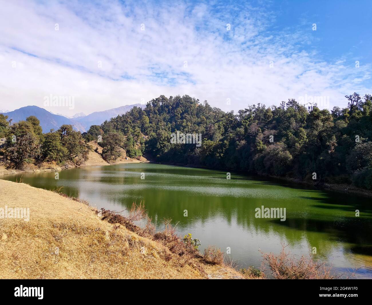 Scenic view of Lake and mountains against Sky in india Stock Photo